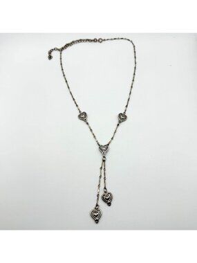 Vintage 925 Sterling Silver Heart Dangle Necklace